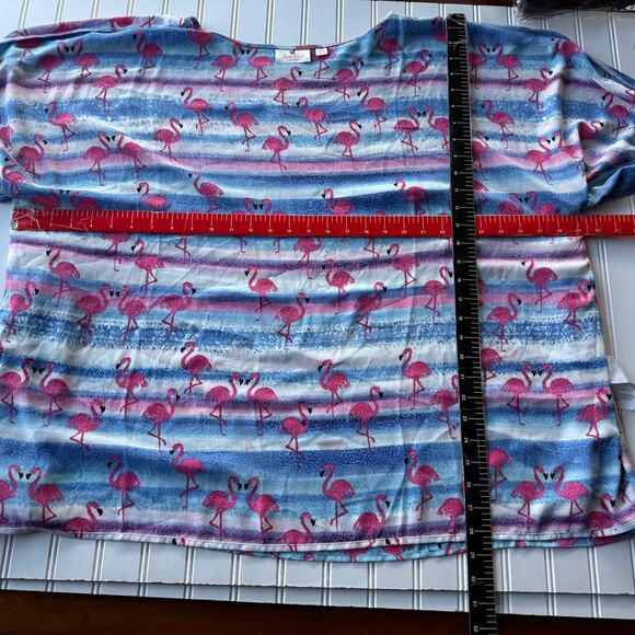 Quacker Factory Size 2X Flamingos Poncho Blouse - Picture 8 of 9